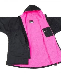Dryrobe Advance Kids Short Sleeve BLACK PINK OUTDOOR LIVING