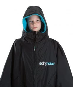Dryrobe Advance Kids Short Sleeve BLACK BLUE OUTDOOR LIVING