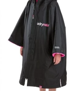 Dryrobe Advance Kids Short Sleeve BLACK PINK OUTDOOR LIVING