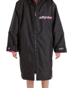 OUTDOOR LIVING Dryrobe Advance Kids Long Sleeve BLACK PINK - RECYCLED