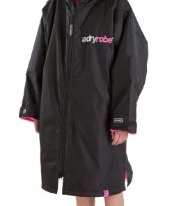 OUTDOOR LIVING Dryrobe Advance Kids Long Sleeve BLACK PINK - RECYCLED